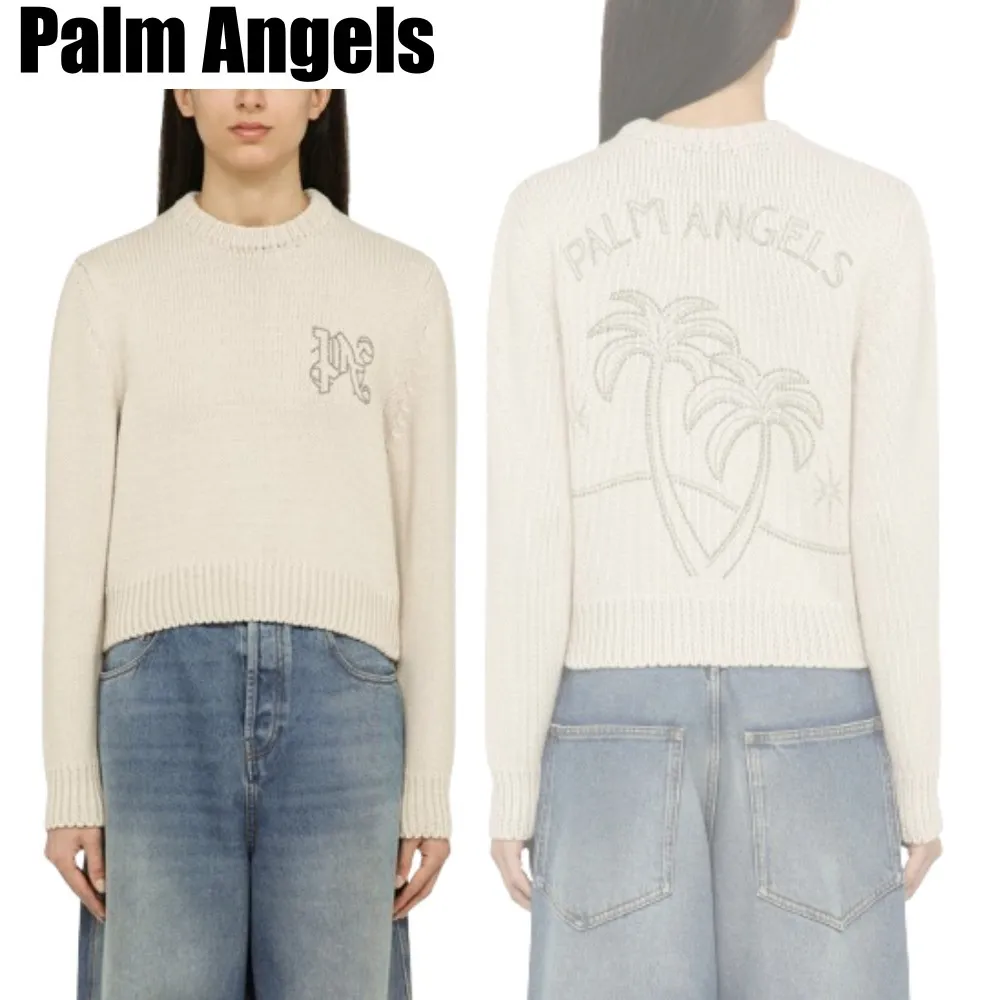 Palm Angels  |Crew Neck Casual Style Unisex Wool Nylon Blended Fabrics