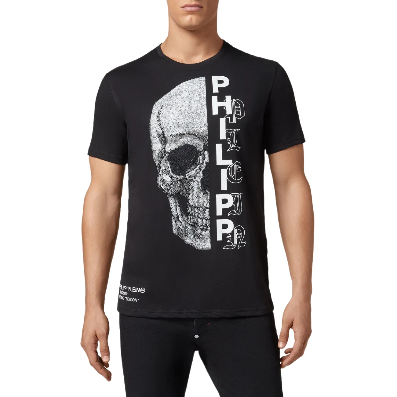 Philipp Plein Platinum Cut Round Neck Gothic Men's T-Shirt