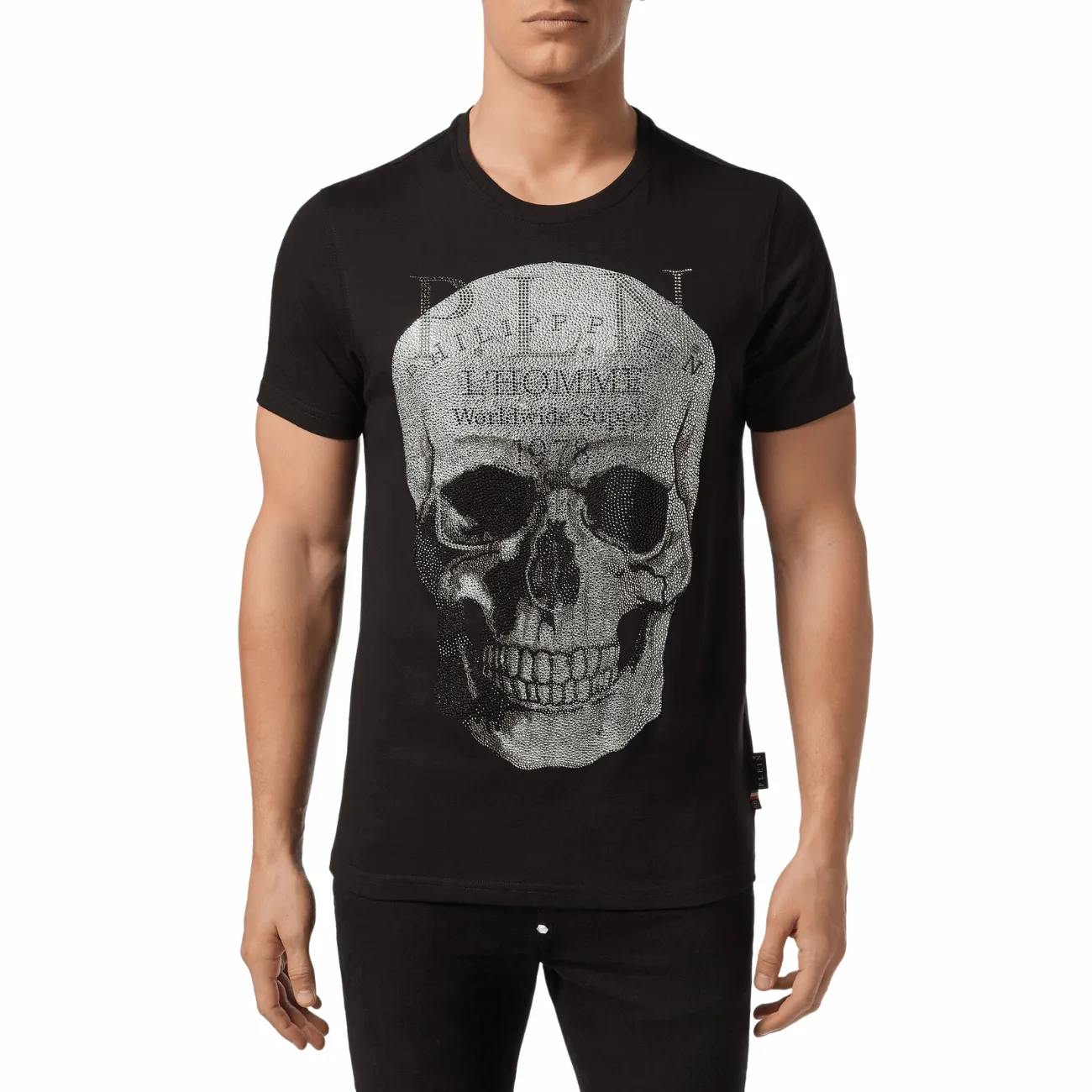 Philipp Plein Platinum Cut Round Neck Skull Men's T-Shirt