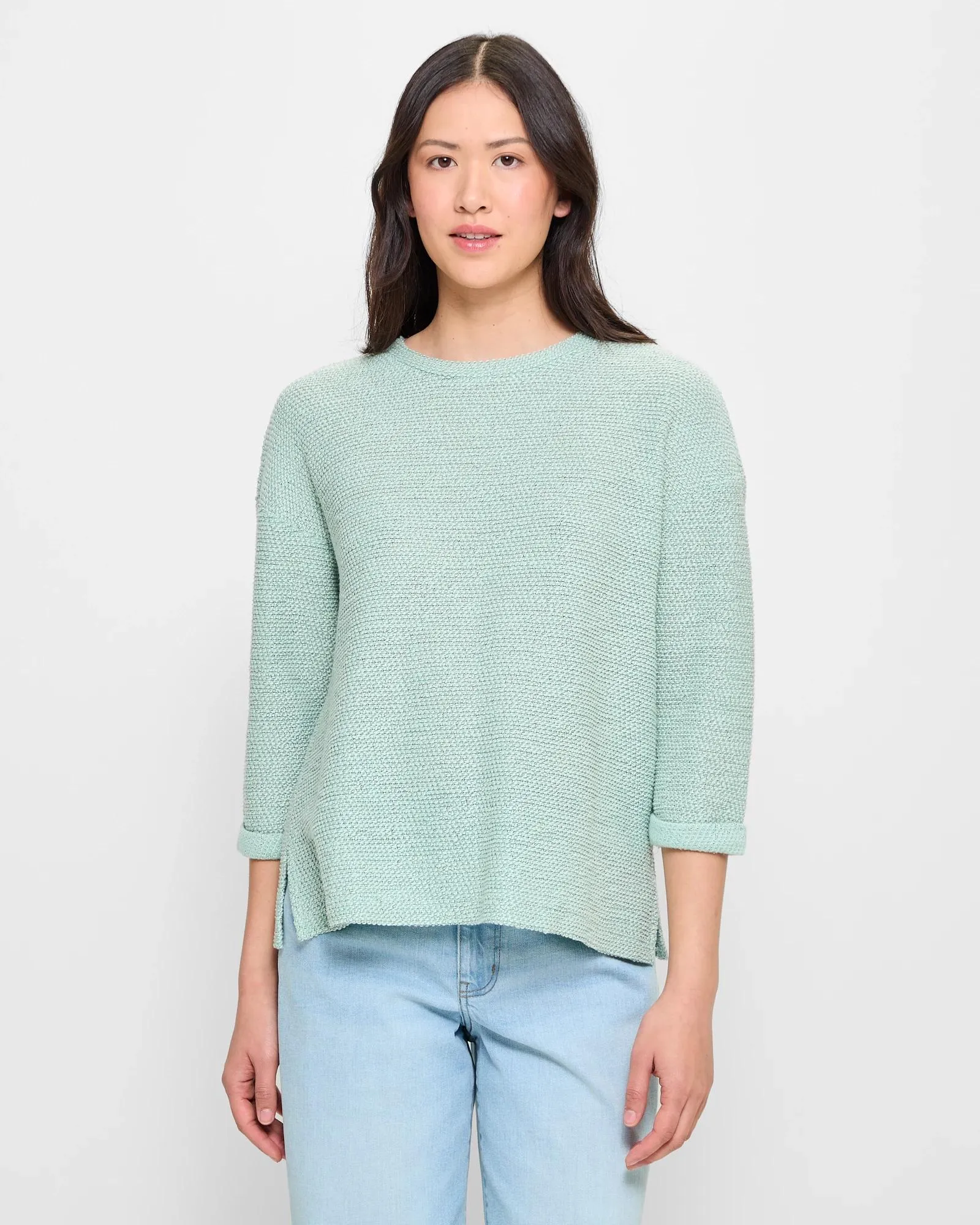 popular  Long Sleeve Textured Knit Jumper - Jadeite