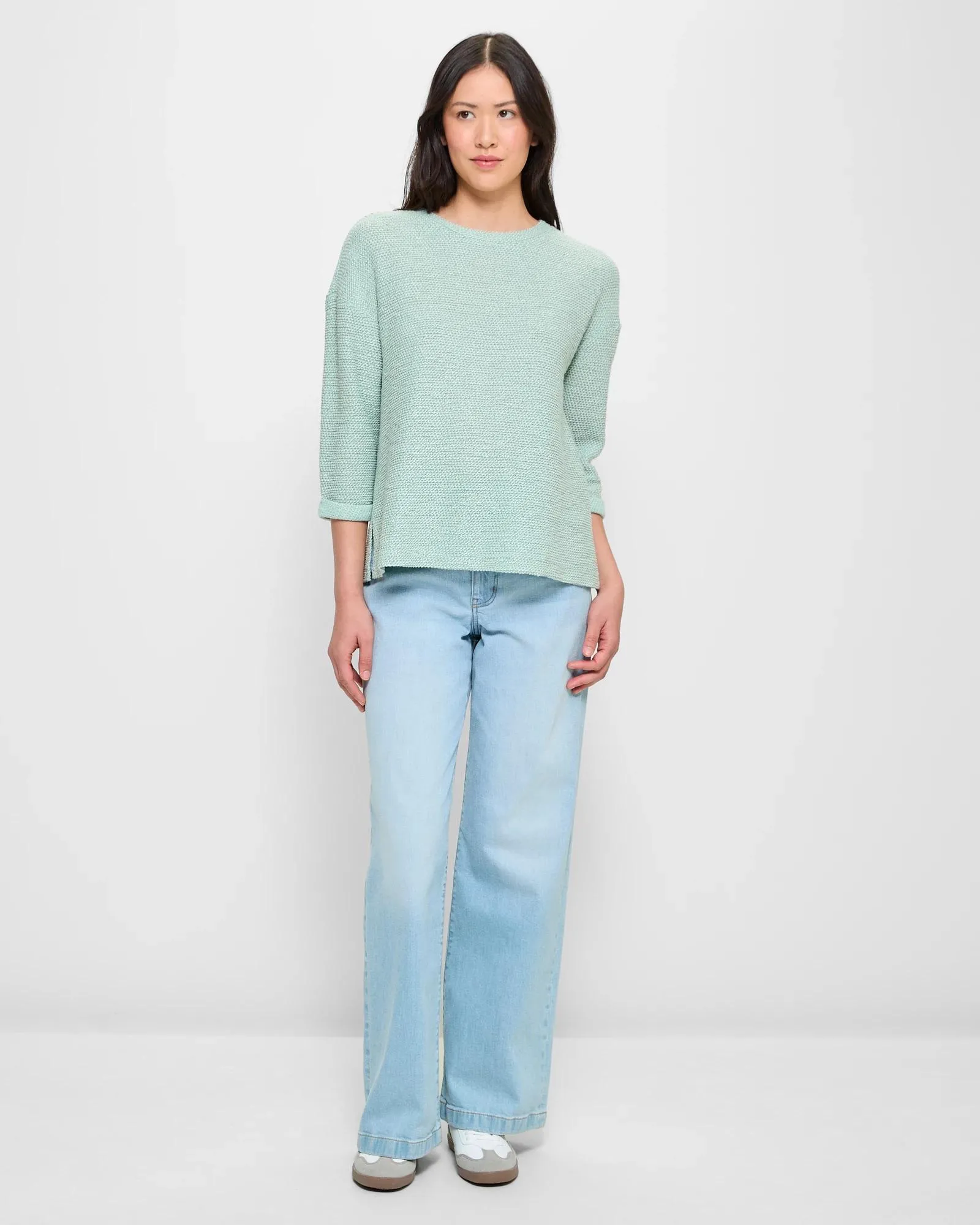 popular  Long Sleeve Textured Knit Jumper - Jadeite