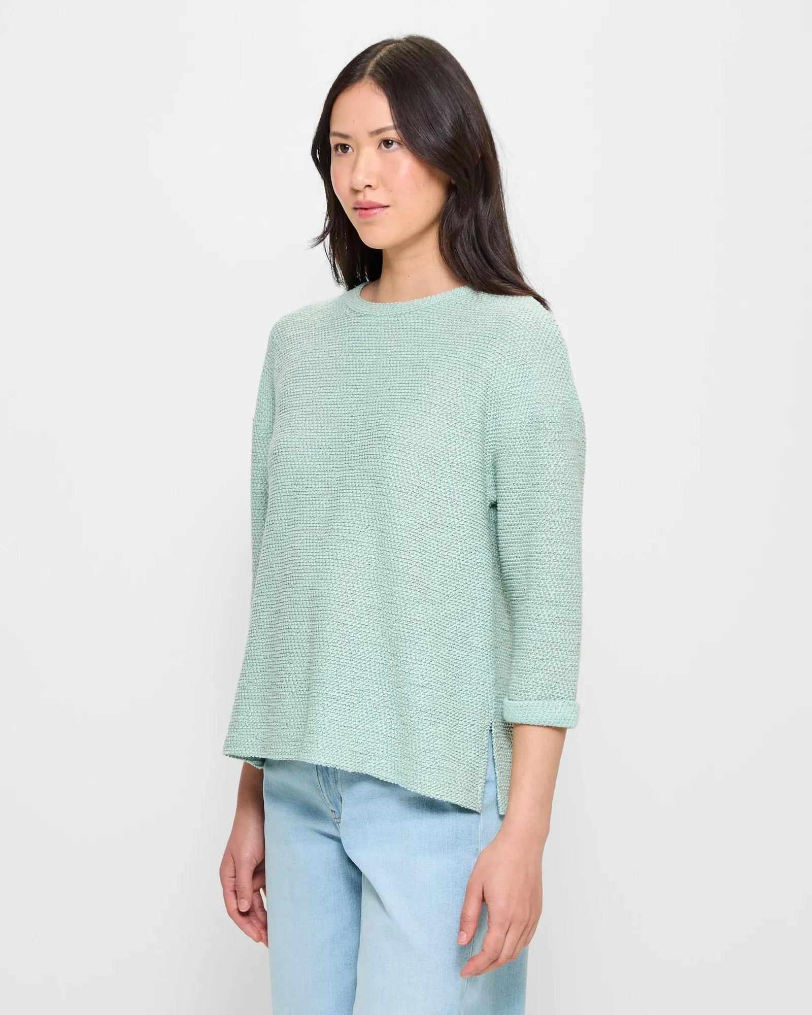 popular  Long Sleeve Textured Knit Jumper - Jadeite