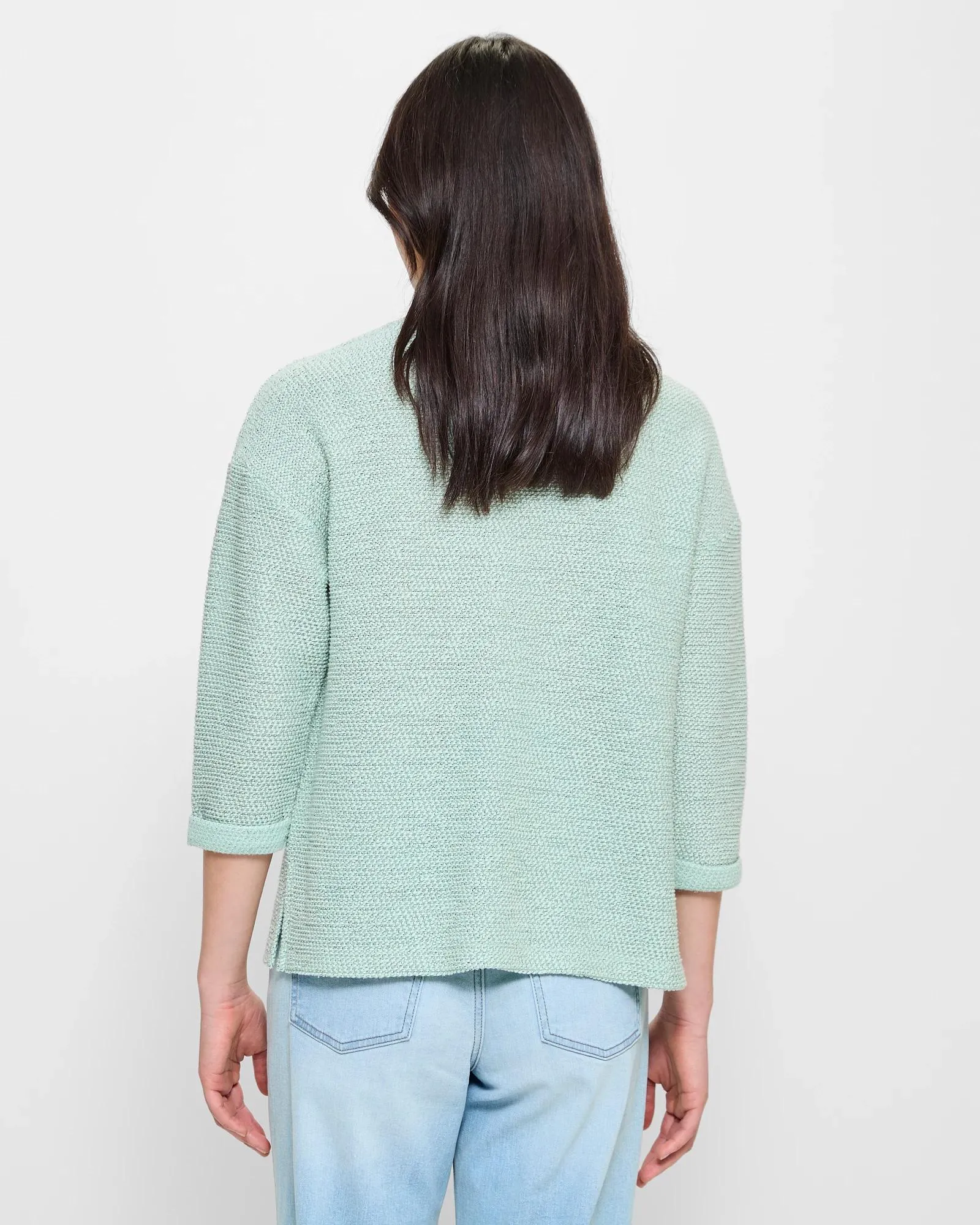 popular  Long Sleeve Textured Knit Jumper - Jadeite