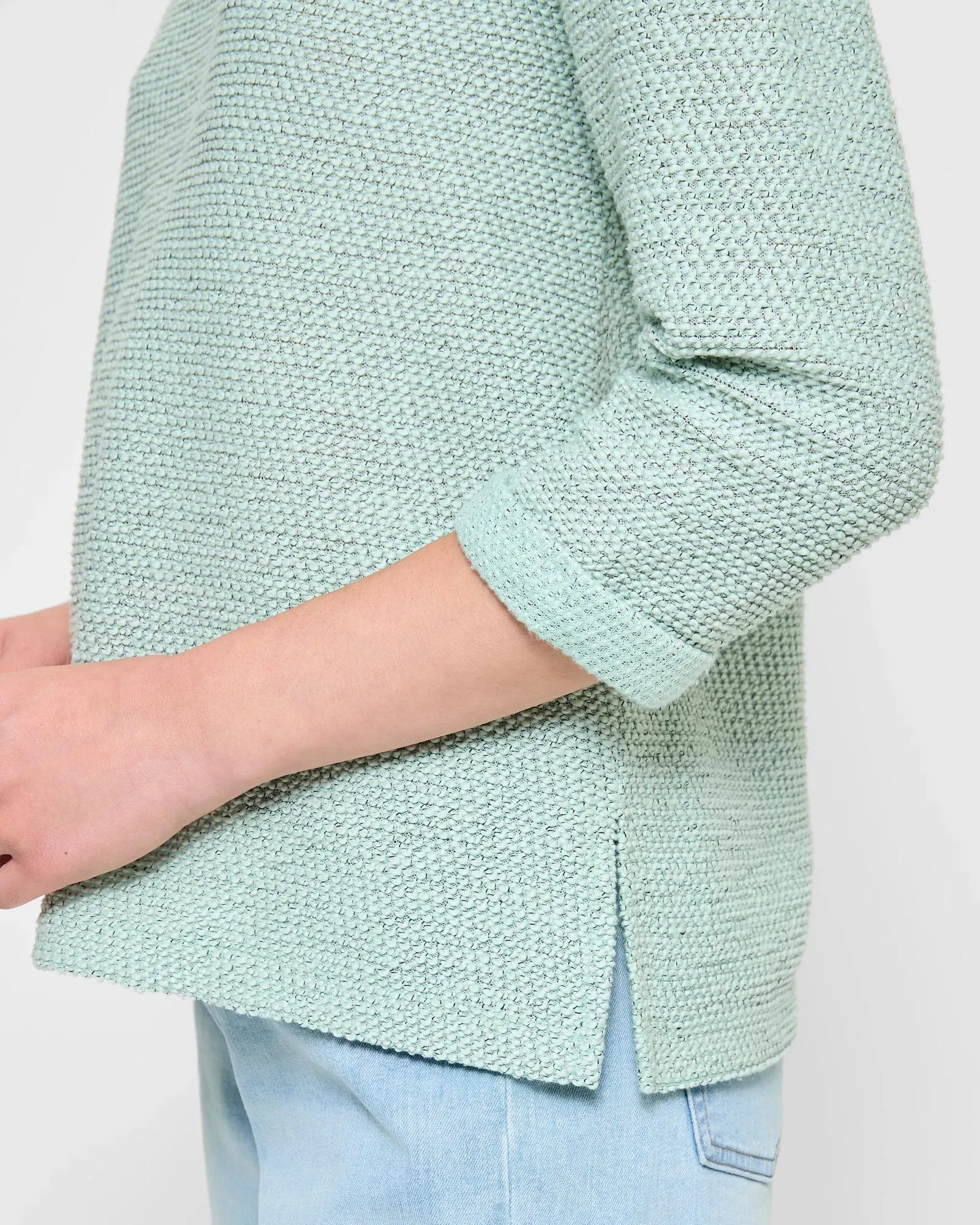 popular  Long Sleeve Textured Knit Jumper - Jadeite