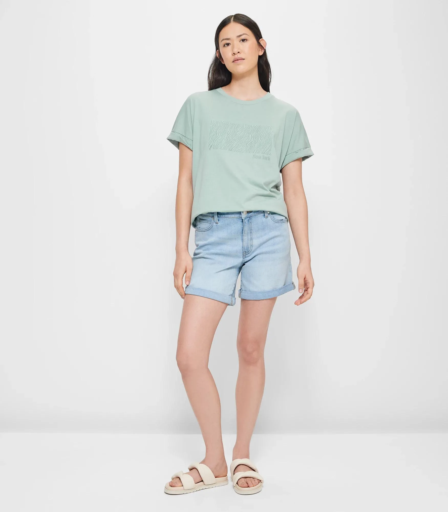 popular  Oversized Boxy T-Shirt - Jadeite Green New York