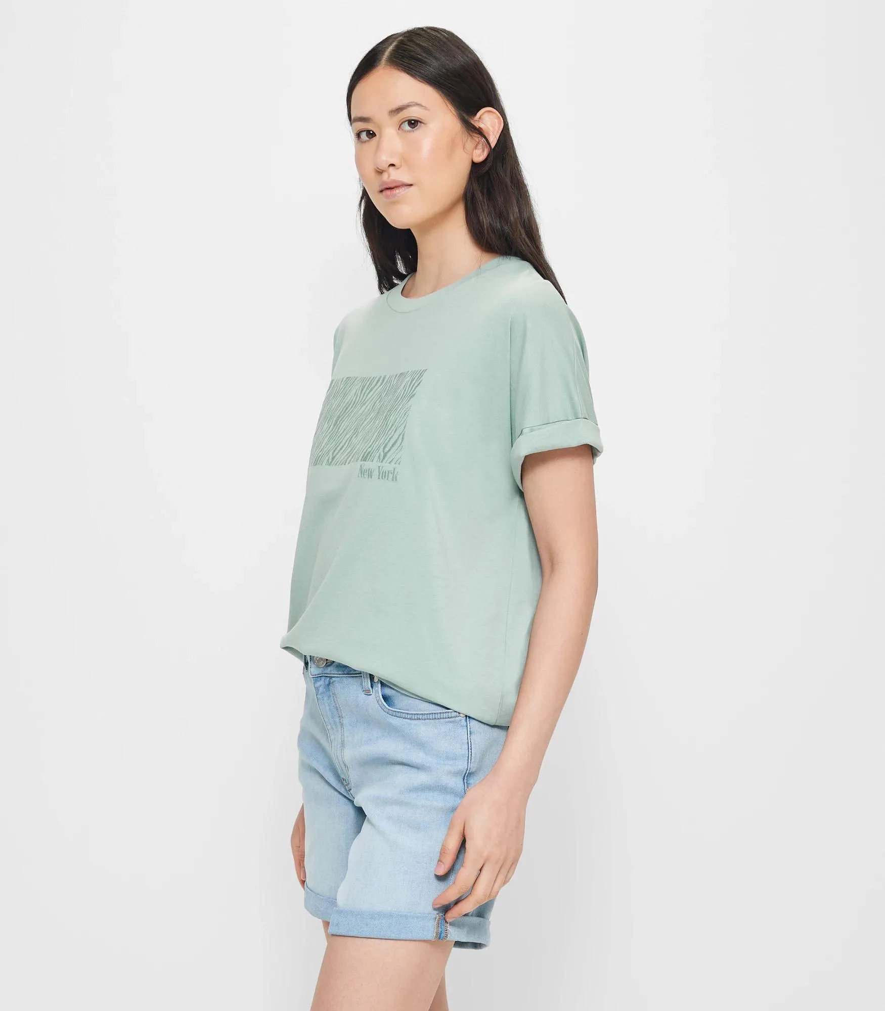 popular  Oversized Boxy T-Shirt - Jadeite Green New York