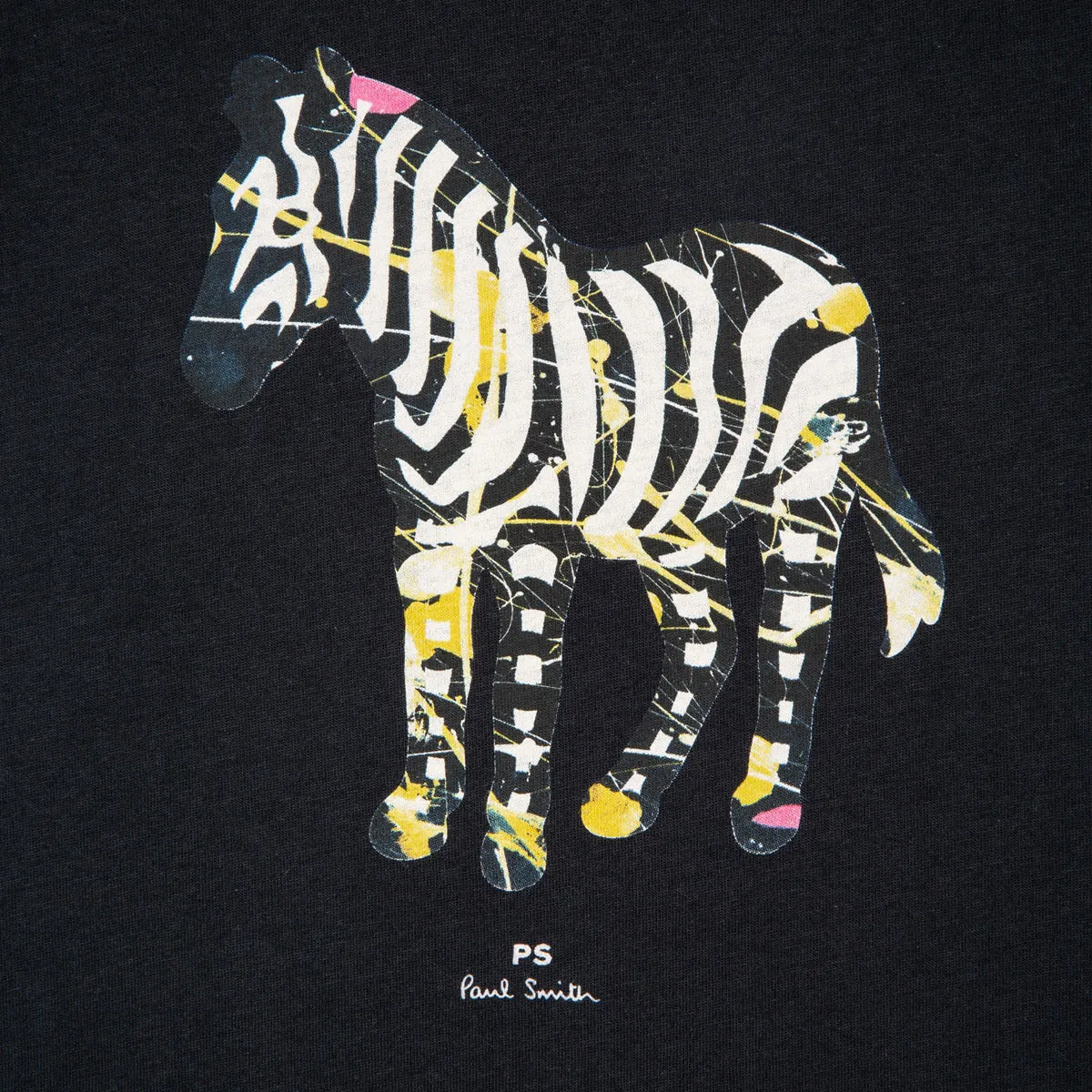 PS Paul Smith - 'Paint Splash Zebra' Print T-Shirt in Black