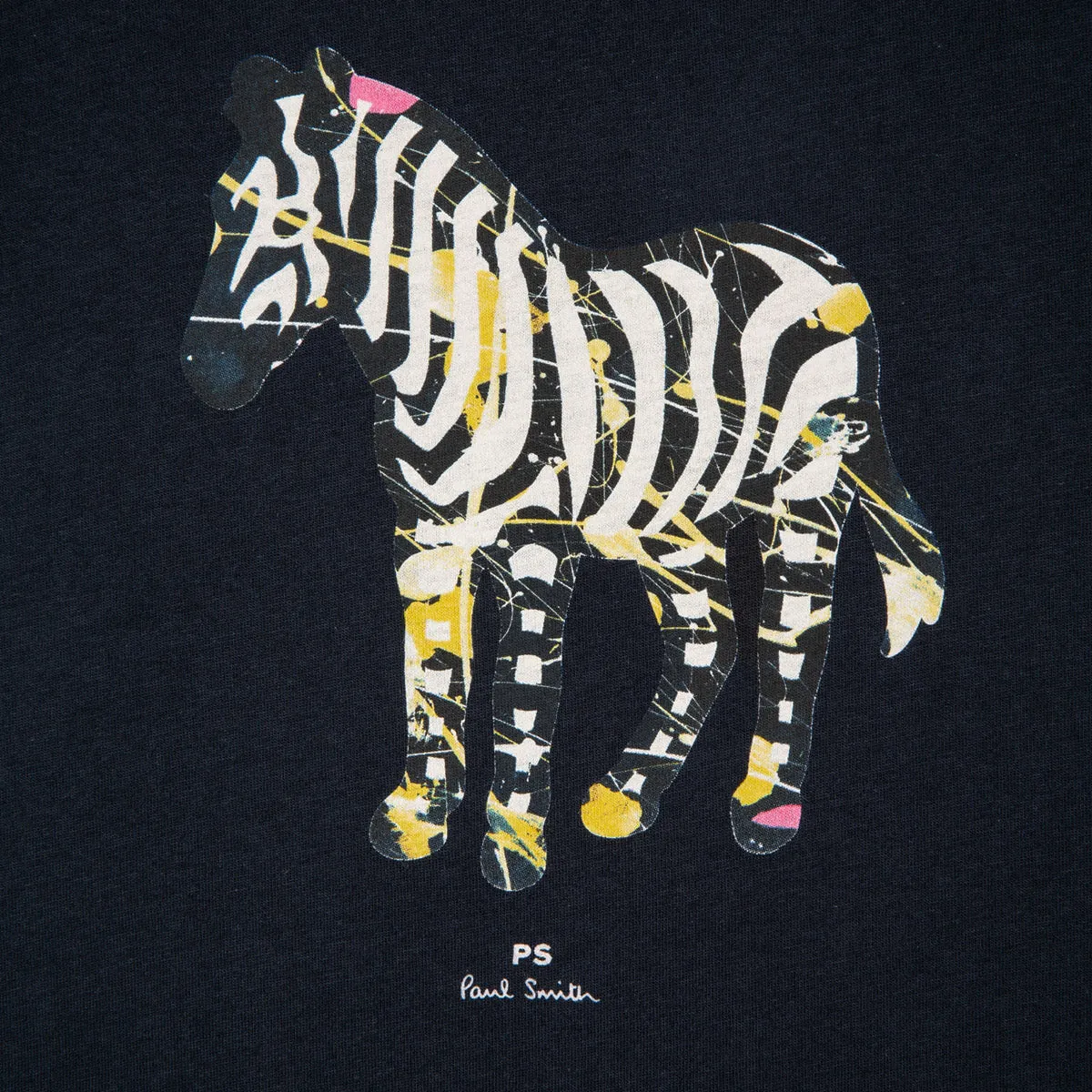 PS Paul Smith - 'Paint Splash Zebra' Print T-Shirt in Navy