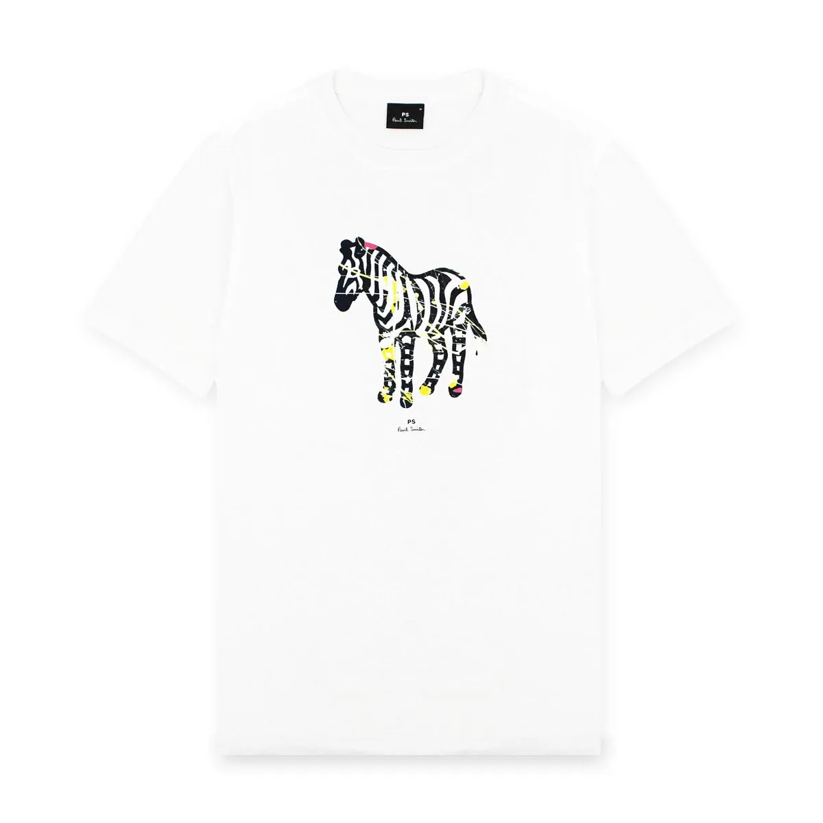 PS Paul Smith - 'Paint Splash Zebra' Print T-Shirt in White