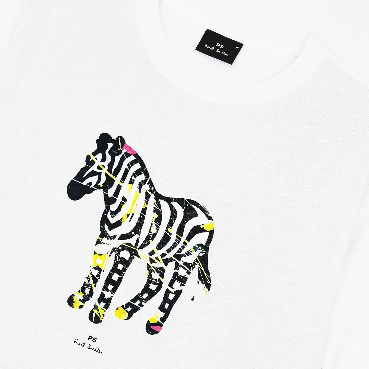 PS Paul Smith - 'Paint Splash Zebra' Print T-Shirt in White