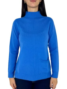 PULLOVER DONNA AZZURRO 100% LANA