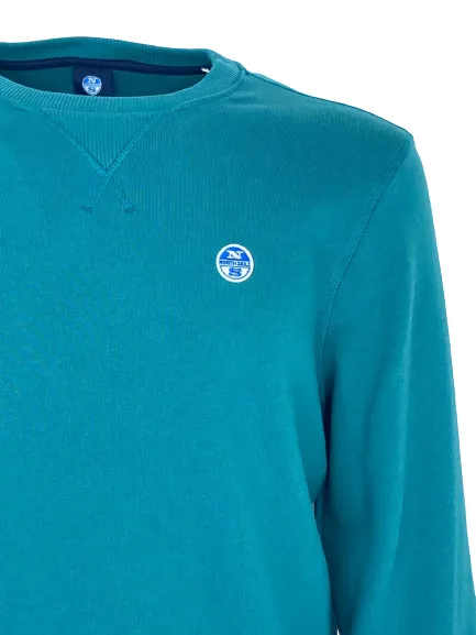 PULLOVER UOMO VERDE ACQUA 100% COTONE