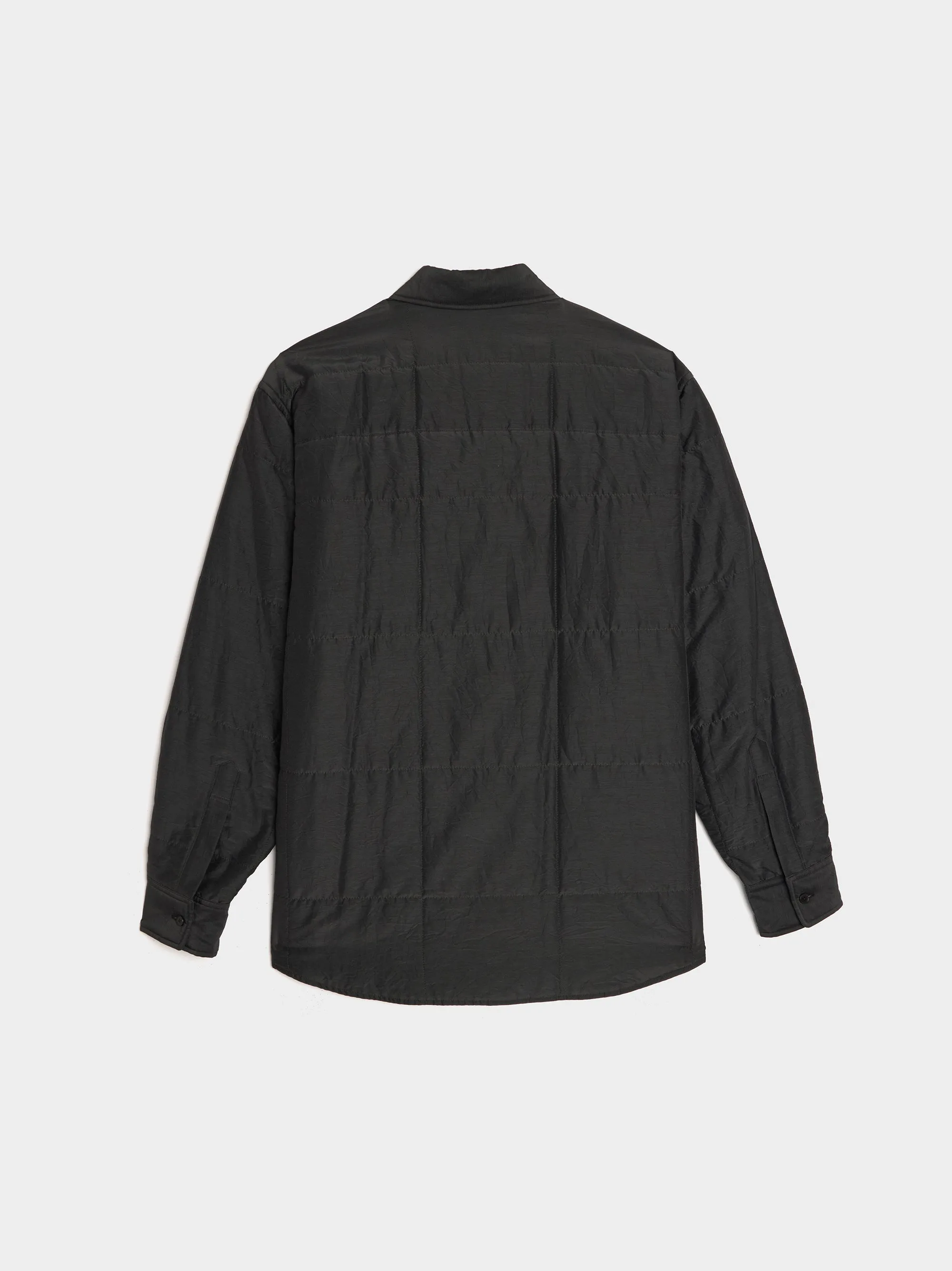 Quilted Light Silk Cotton Shirt, Ink Black