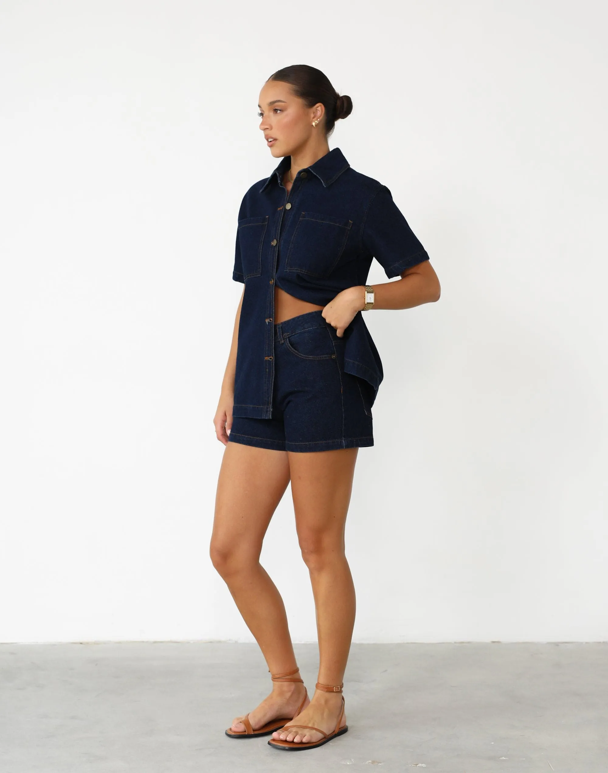 Raina Denim Shorts (Dark Denim)