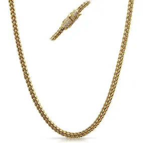 Real Diamond Stainless Steel Gold Hip Hop Chain 4MM