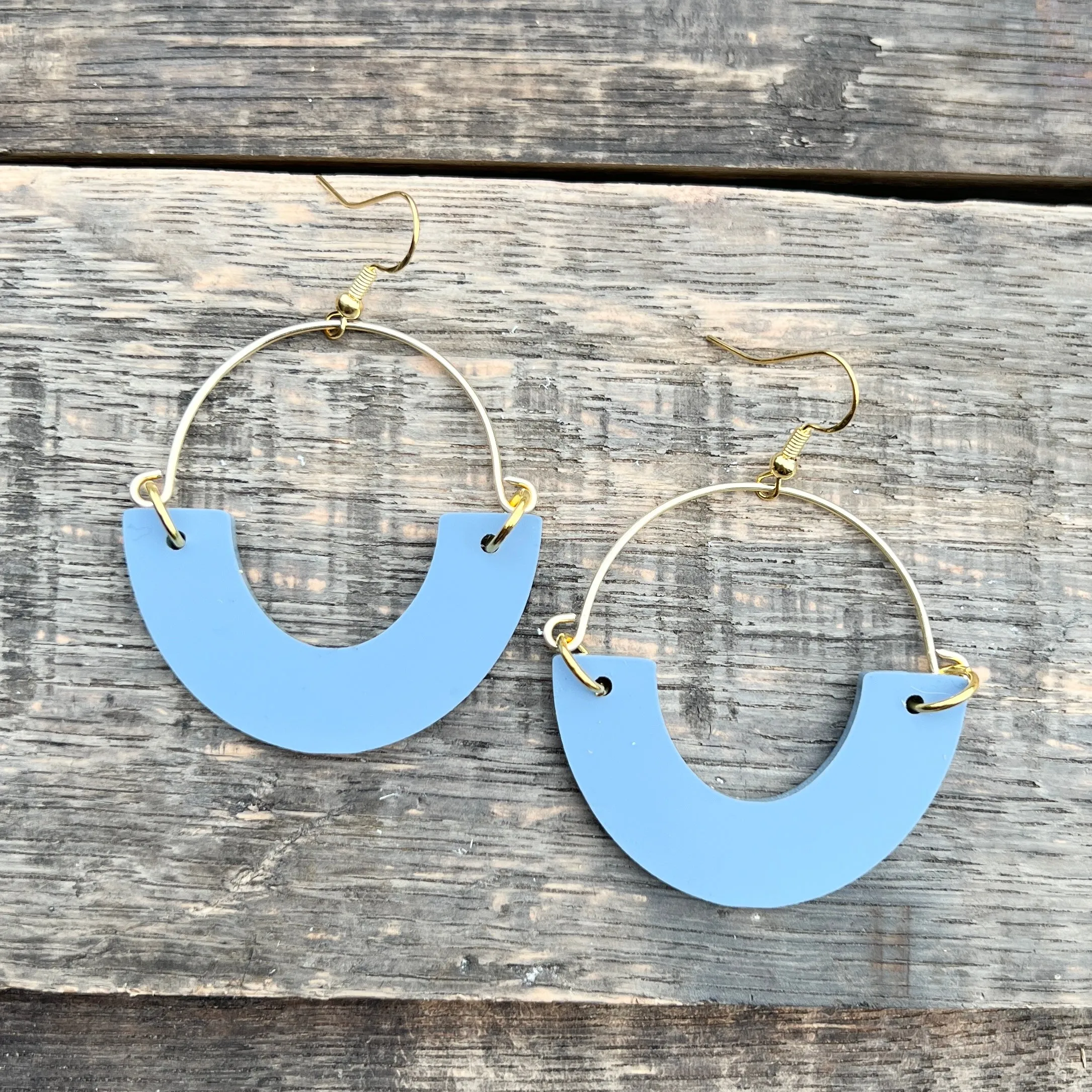 Remix Hoops - Coastal Blue - Brass & Acrylic Earring