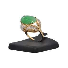 Retro Jade and Diamond 18k Gold Ring