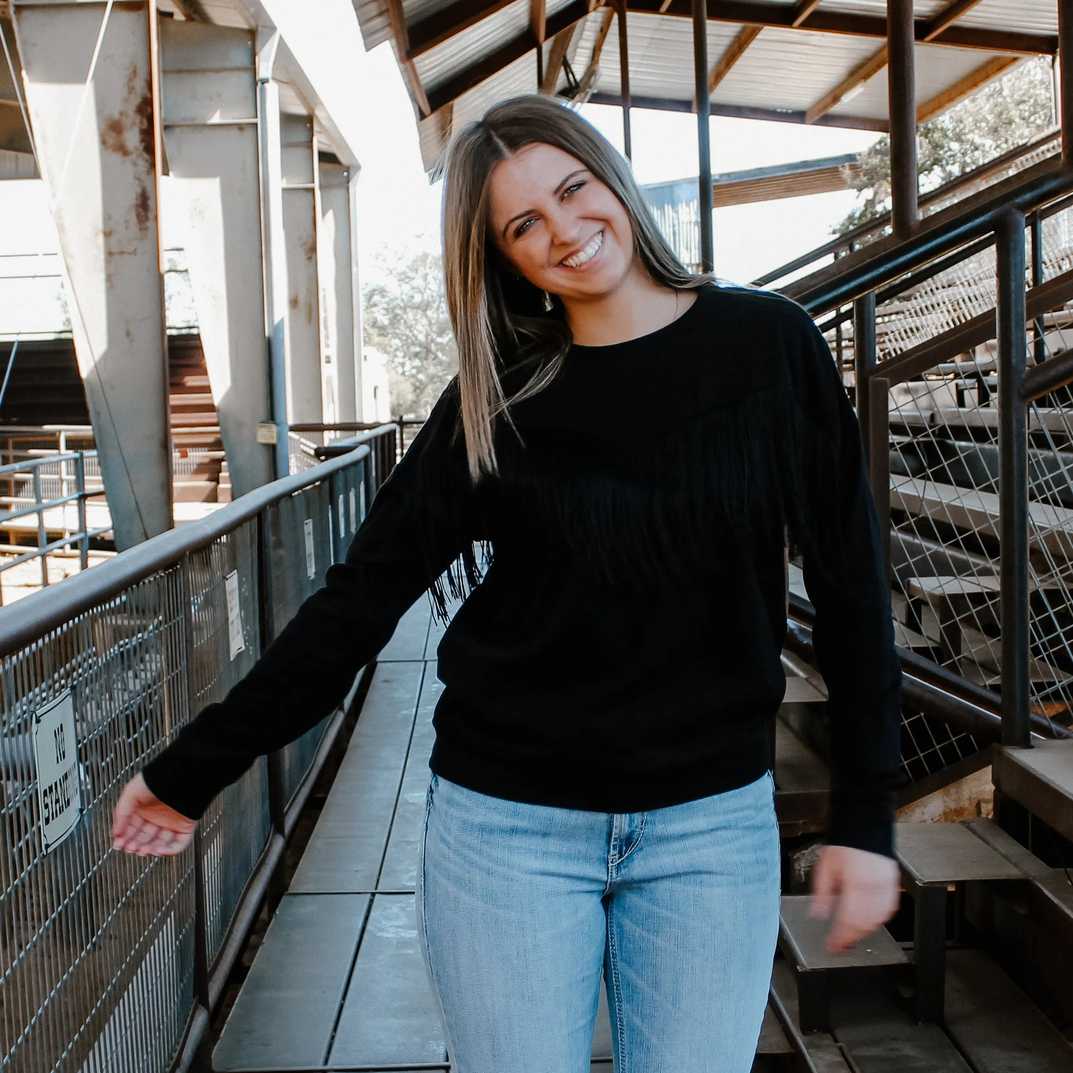 Roper Black Fringe Sweatshirt