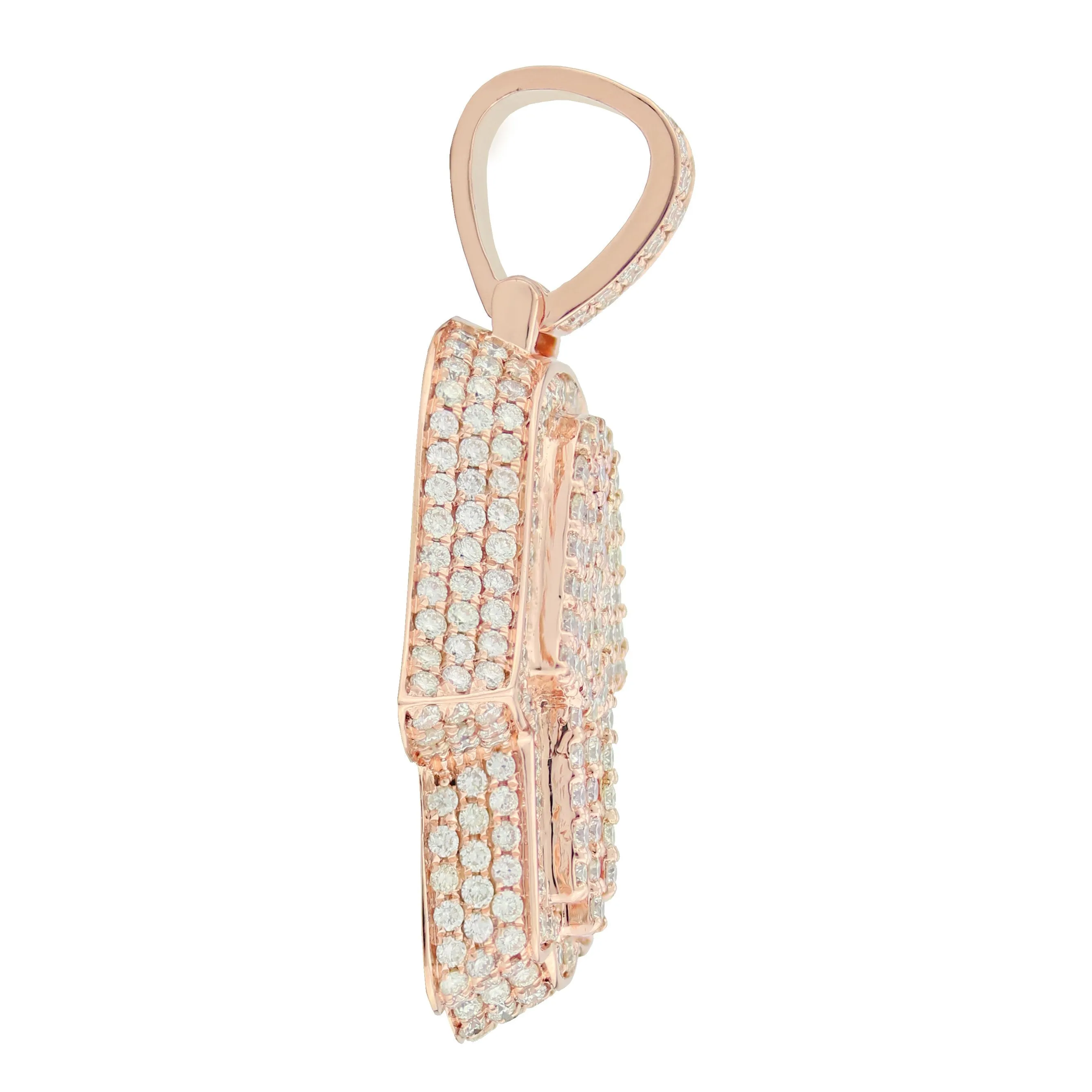 Rose Gold 3D Hamsa Pendant with Diamonds