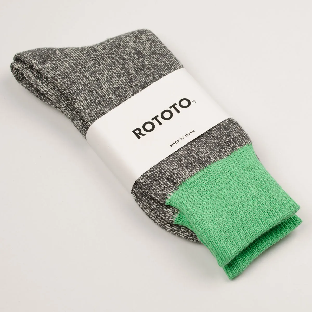 RoToTo - Doubleface Silk / Cotton Socks - Mint / Gray