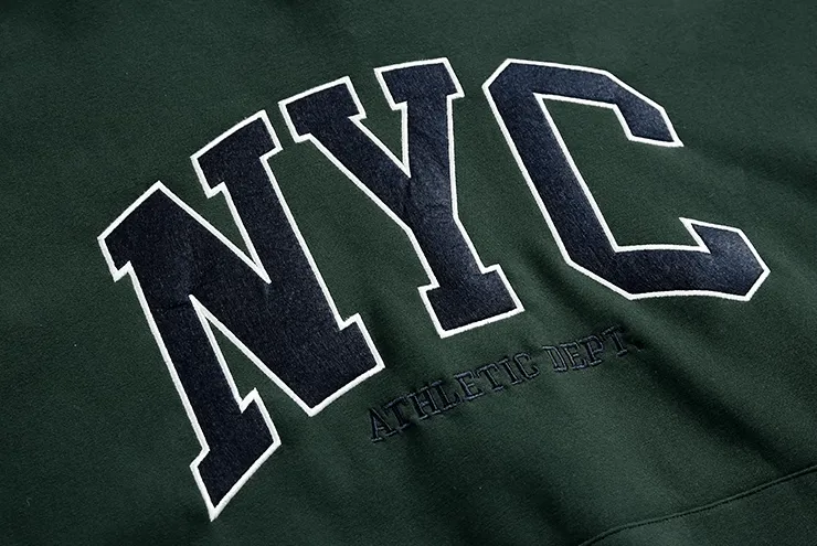 RT No. 11065 NYC EMBROIDERED LETTERED PULLOVER HOODIE