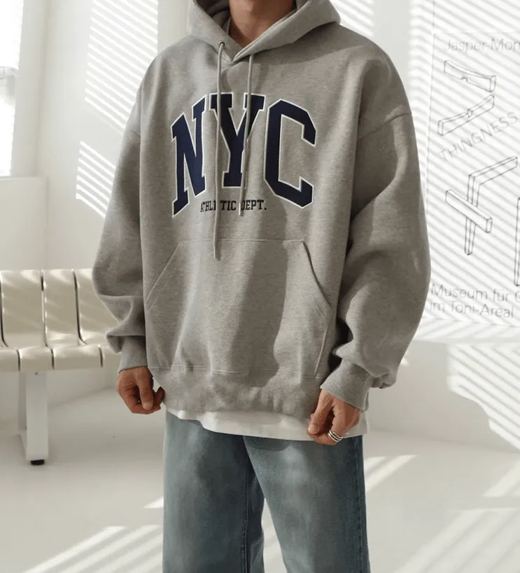 RT No. 11065 NYC EMBROIDERED LETTERED PULLOVER HOODIE