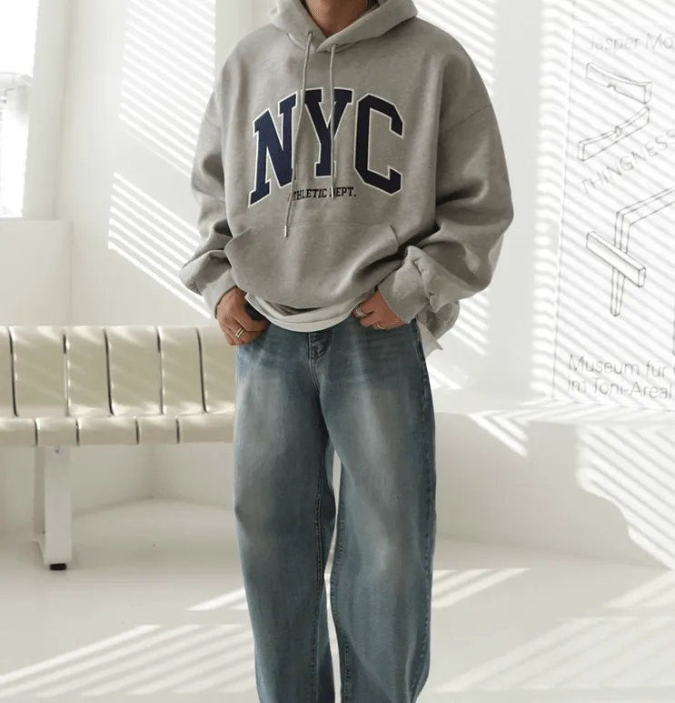 RT No. 11065 NYC EMBROIDERED LETTERED PULLOVER HOODIE