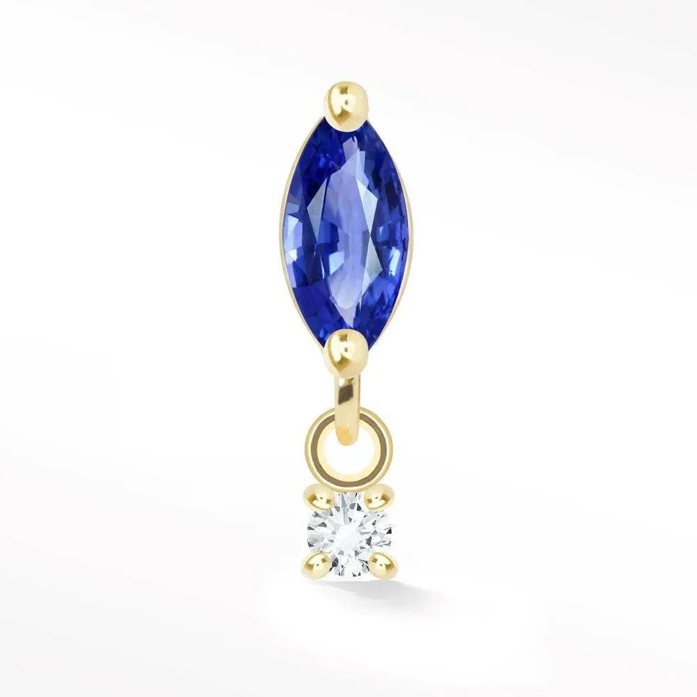 Sapphire Flat Back Earring Movement 14k Yellow