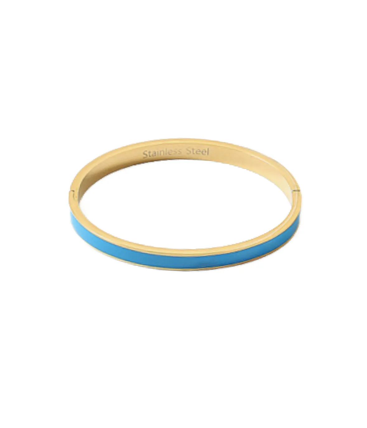 SS Turquoise Enamel/Gold Bangle