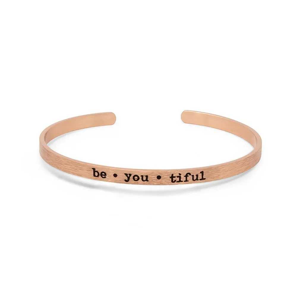 Stacka Brushed Brass Bangle BEYOUTIFUL 4MM Rose Gold Plated