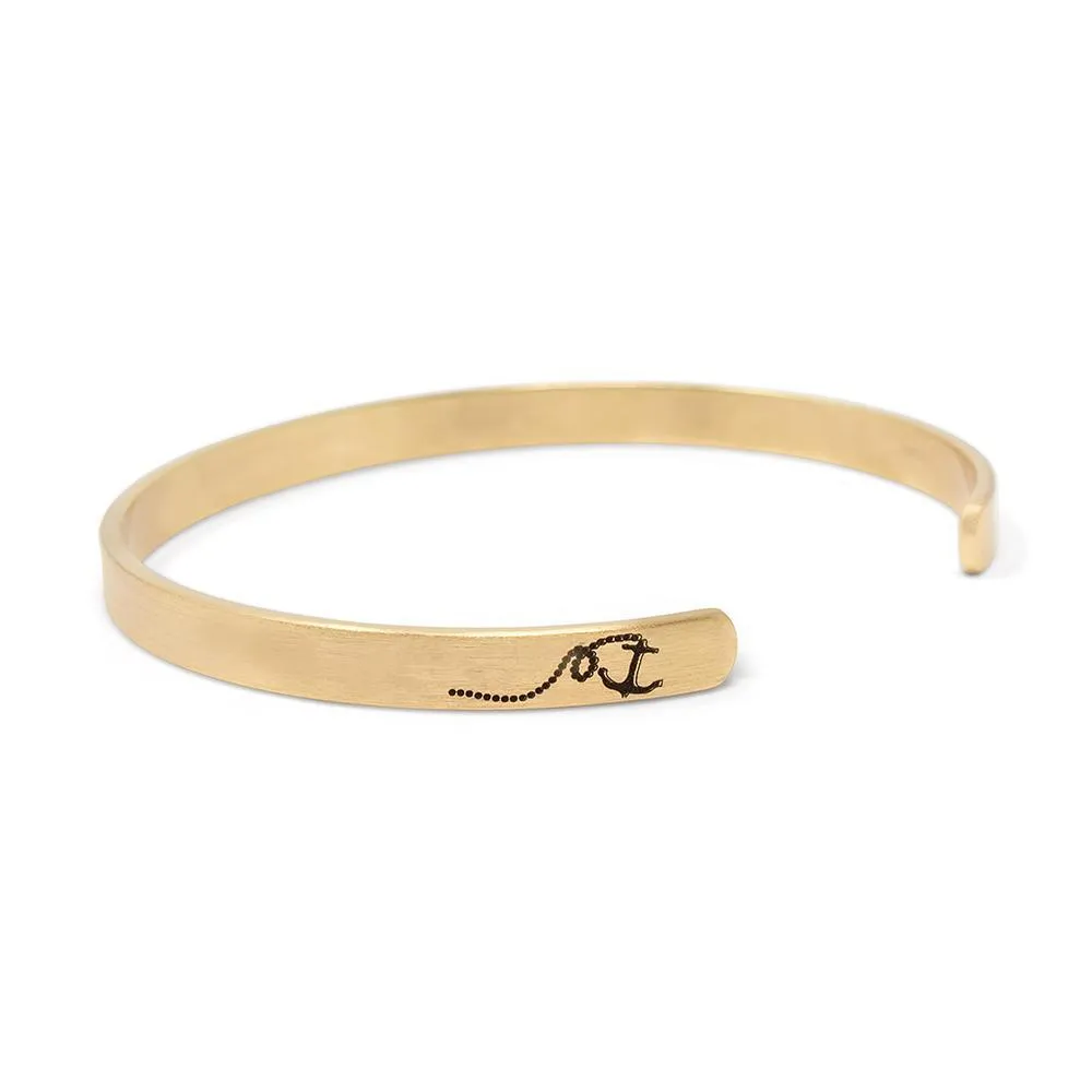 Stacka Brushed Brass Bangle HOPE ANC 5MM Gold Plated