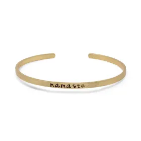 Stacka Brushed Brass Bangle NAMASTE 3MM Gold Plated