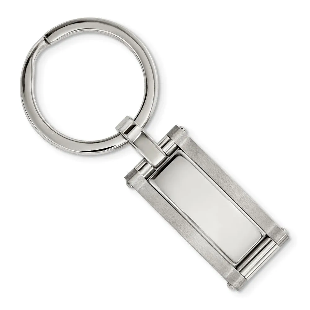 Stainless Steel Brushed & Polished Rectangle Key Chain