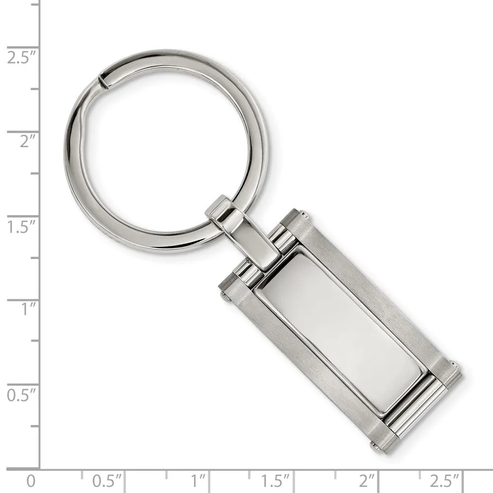 Stainless Steel Brushed & Polished Rectangle Key Chain