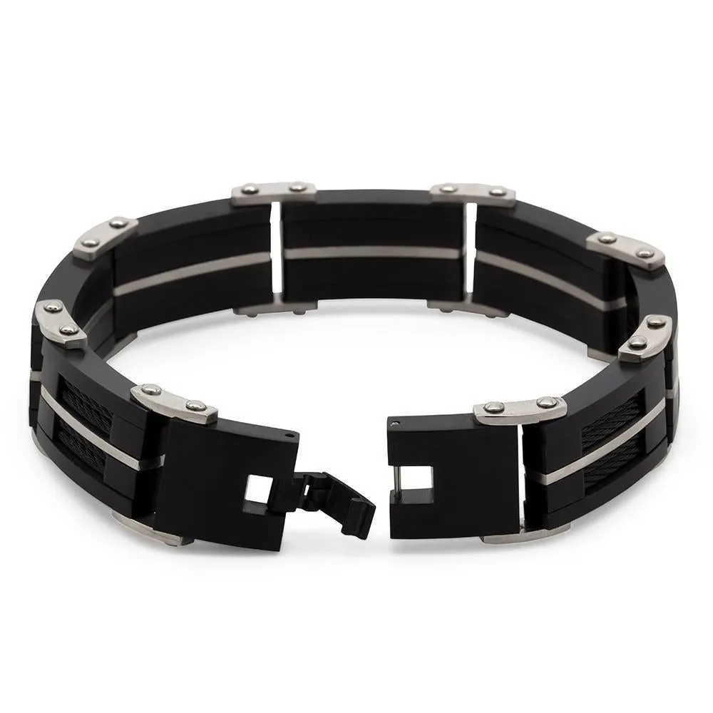 Stainless Steel Cable Bracelet Black