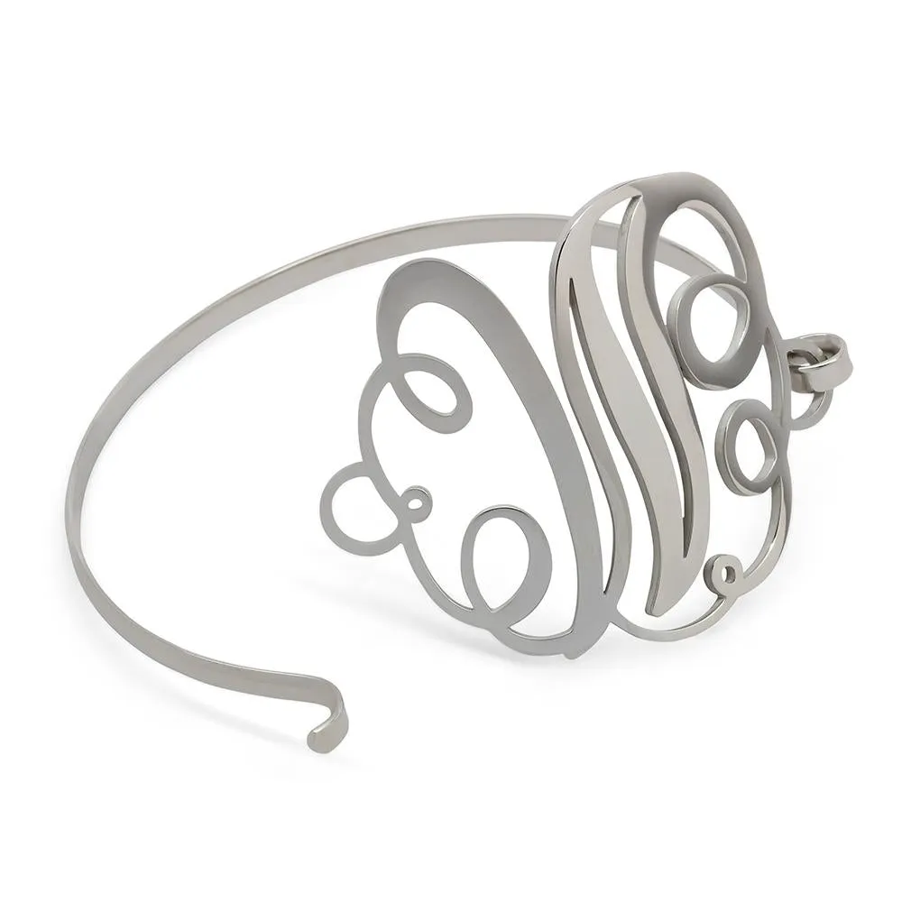 Stainless Steel Wire Bracelet Initital - W