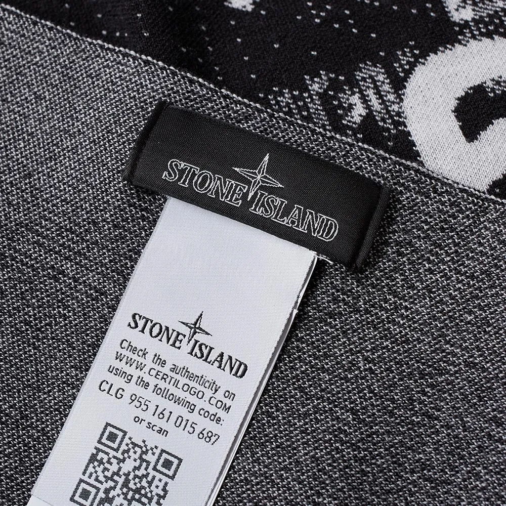 Stone Island Shadow Project Jacquard Wool ScarfBlack & White