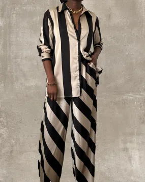 Striped Satin Pant Set