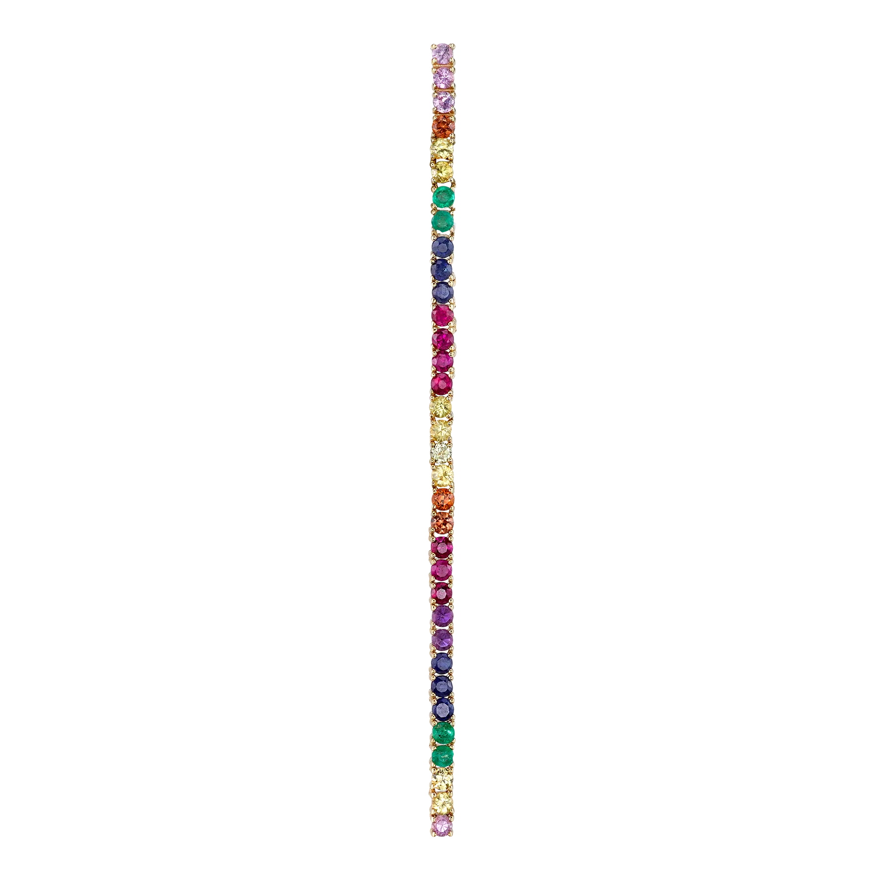 Tennis Earring - Rainbow / 14k Yellow Gold