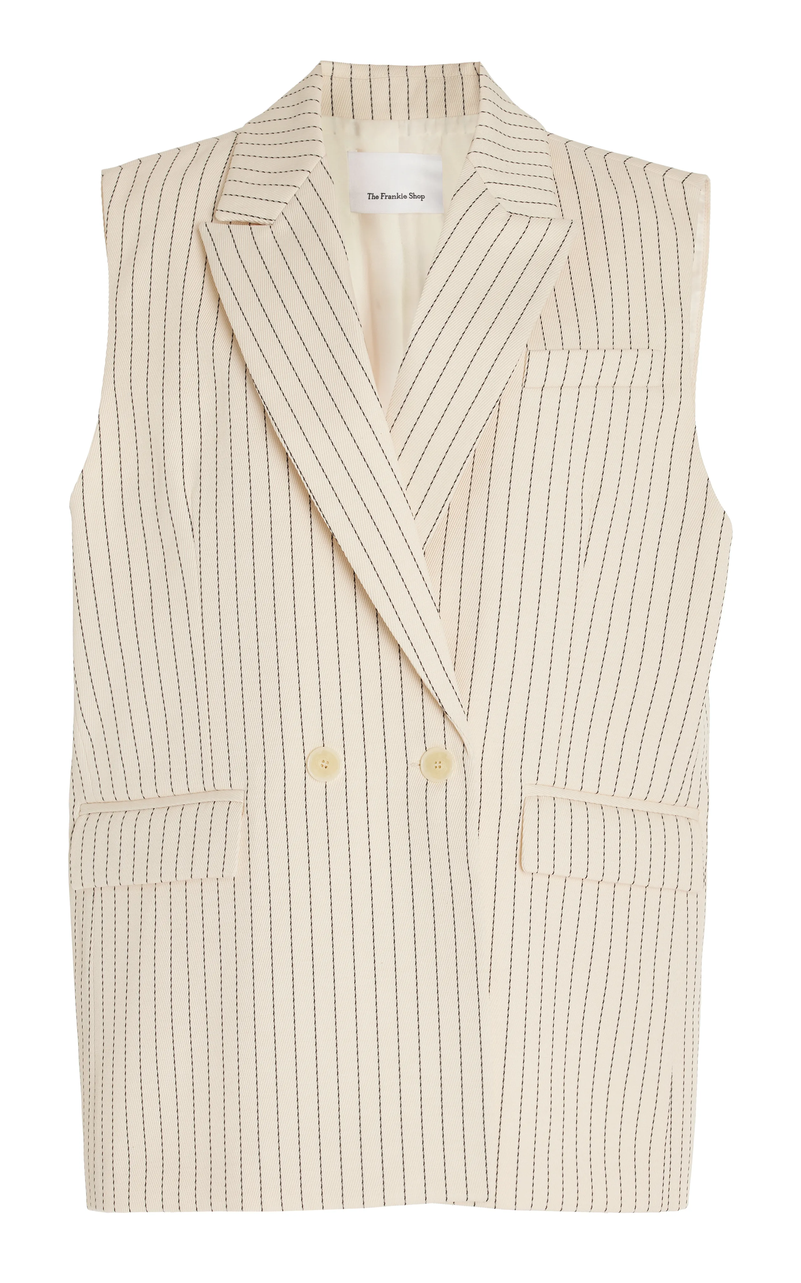 The Frankie Shop Shane Pinstriped-Twill Double-Breasted Vest