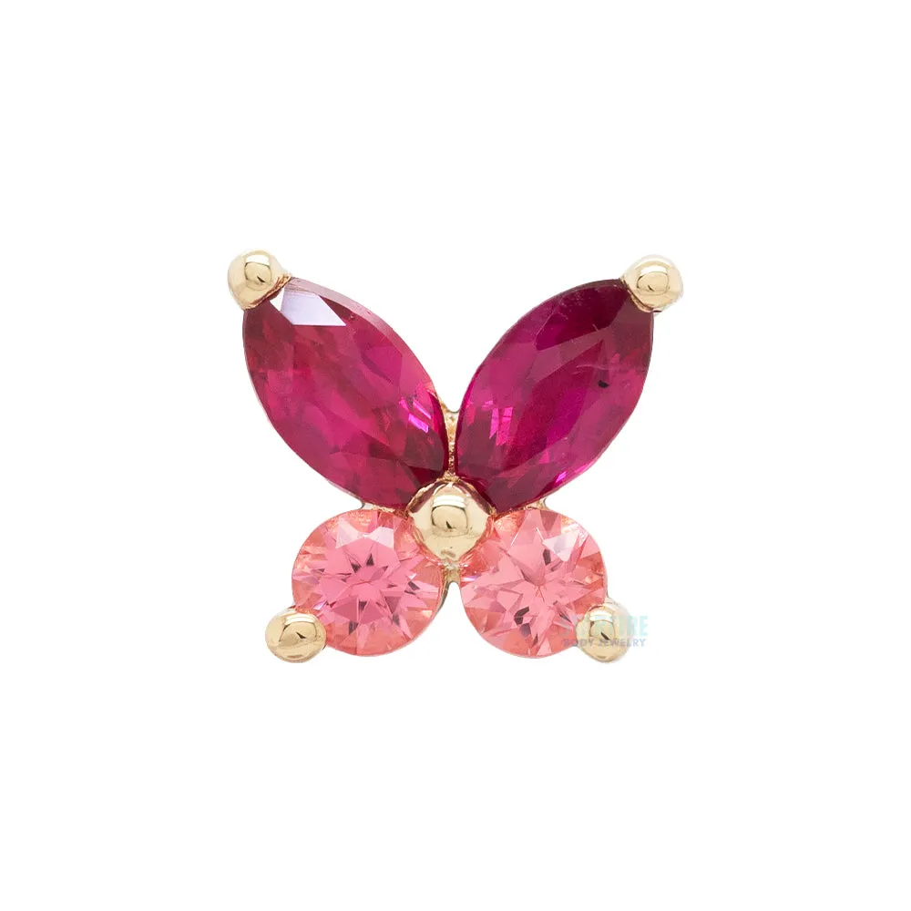 threadless: Monarch Pin in Gold with Ruby & Padparadscha Sapphire