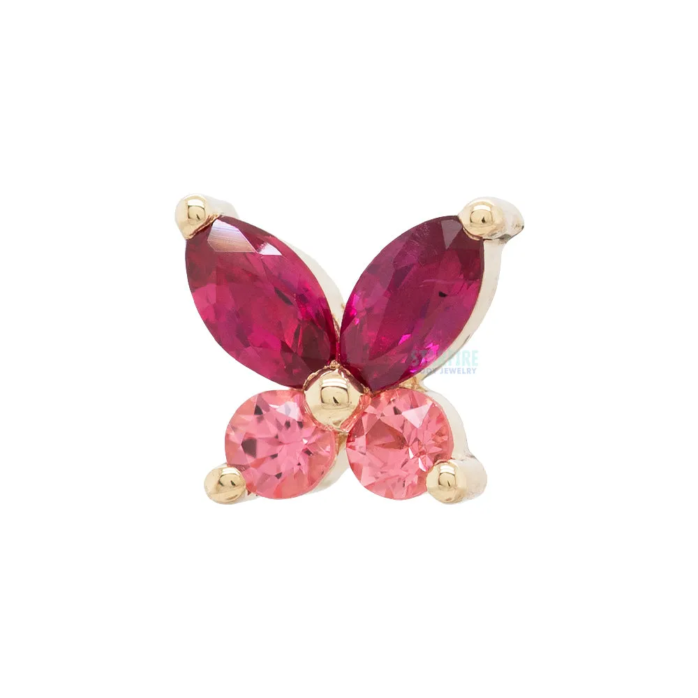 threadless: Monarch Pin in Gold with Ruby & Padparadscha Sapphire