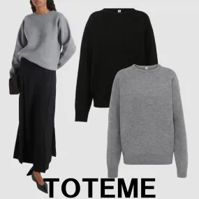 TOTEME  |Crew Neck Casual Style Wool Plain Elegant Style