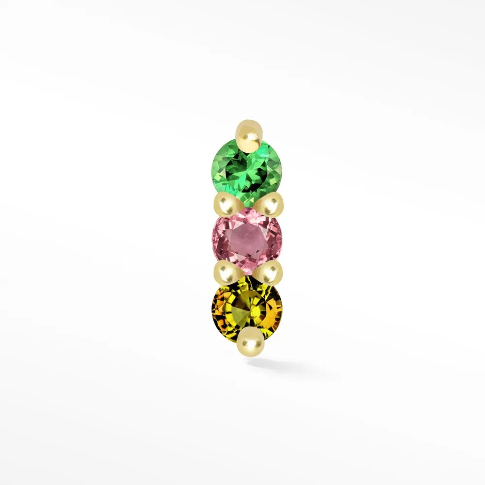 Tourmaline Flat Back Earring 3 Scones 14k Yellow