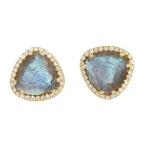 Trinity Stud Earrings With Diamonds - Labradorite