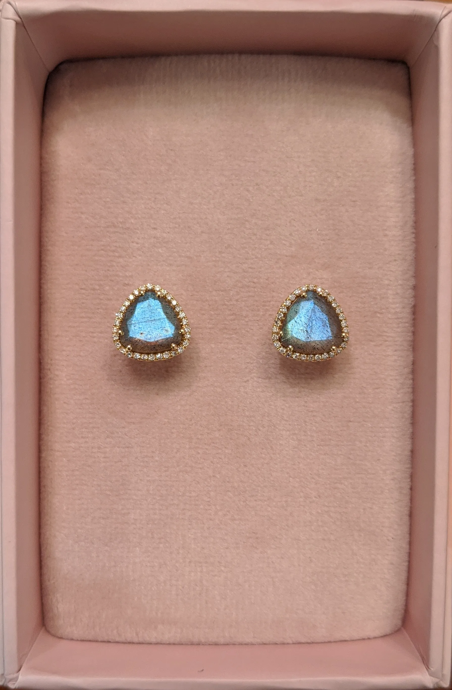 Trinity Stud Earrings With Diamonds - Labradorite