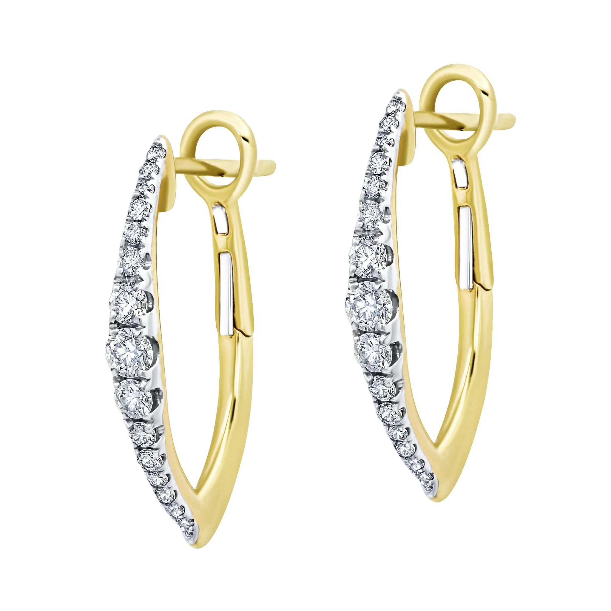 V Earrings with Round Graduating Diamonds