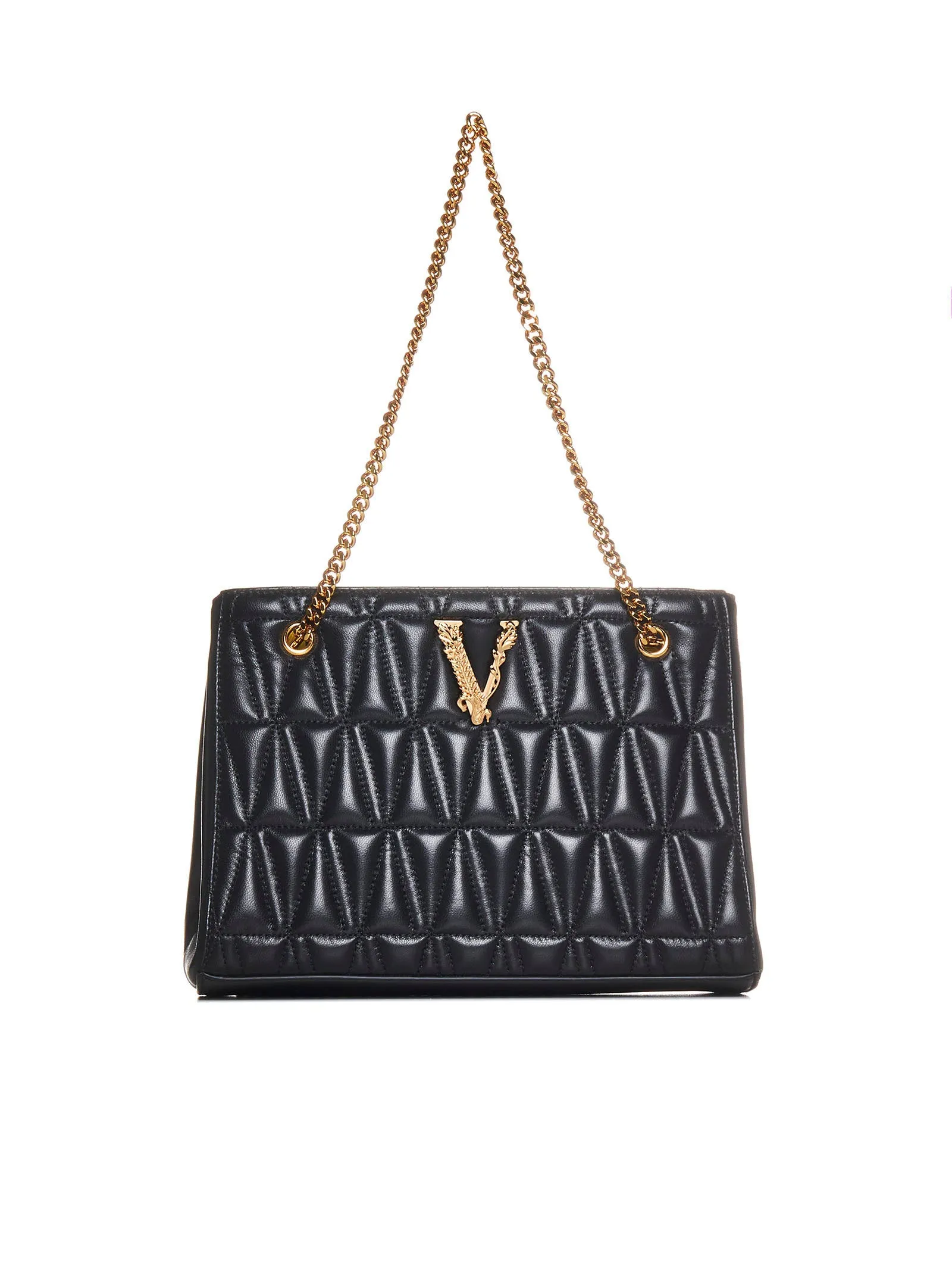 Versace Virtus Quilted Chain-Link Shoulder Bag