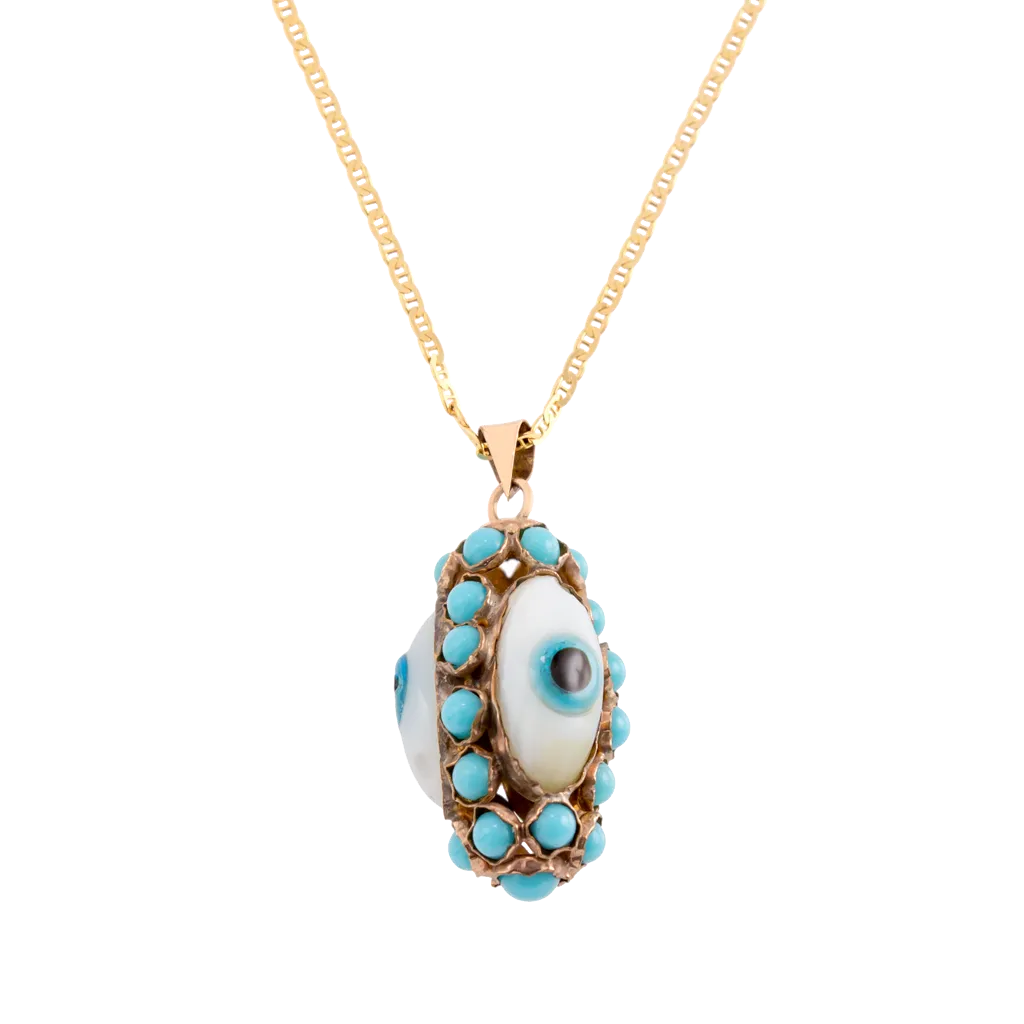 Victorian Peruvian Glass Evil Eye Pendant