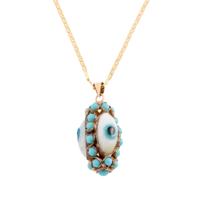 Victorian Peruvian Glass Evil Eye Pendant